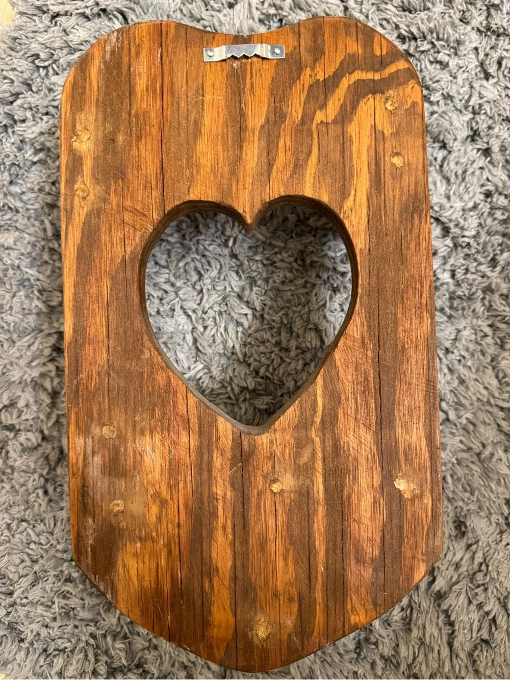 Vintage Wooden heart goose hair dryer holder wall decor - Brown